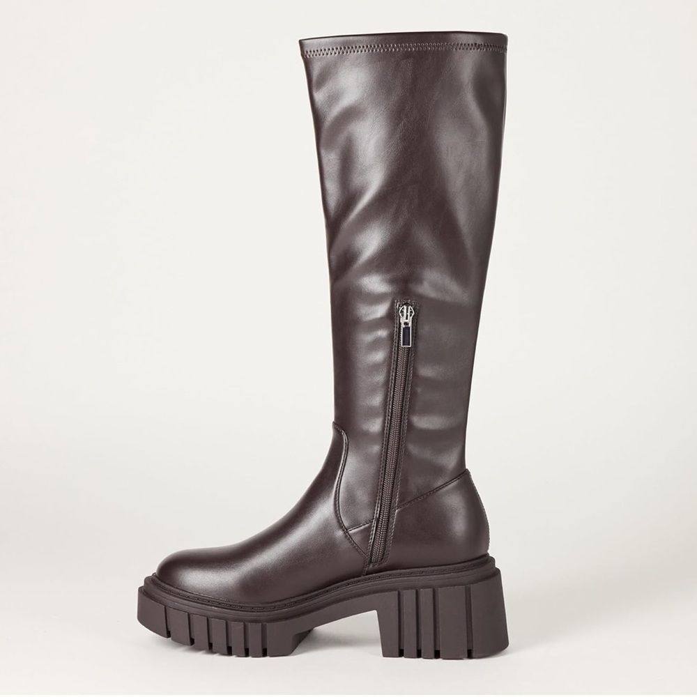 The Drop ‘Kennedy’ Pull-On Lug Sole Platform Boot in chocolate brown NEW size 8